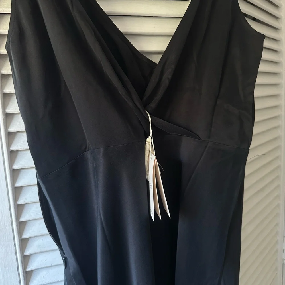 Doen Claire Dress Black Silk Bias Cut Lace Flutter Sleeve NWT - Picture 6 of 10